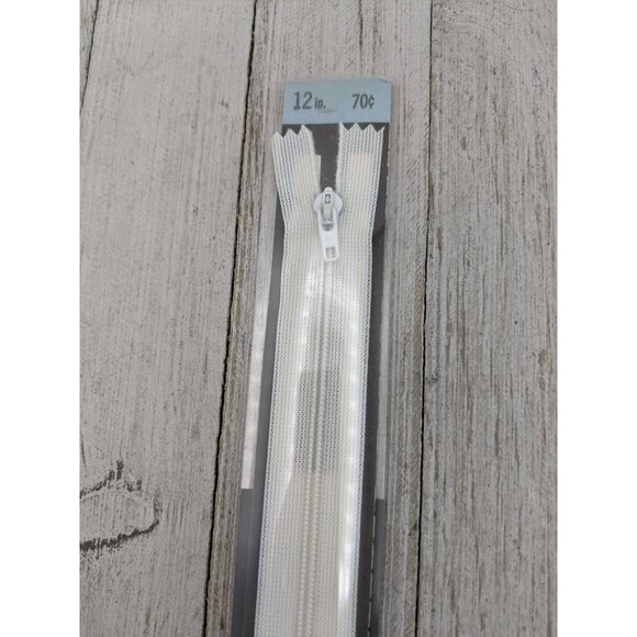 Vintage J&P Coats Flex Knit All Purpose Zipper 12" White 1 - Picture 2 of 4